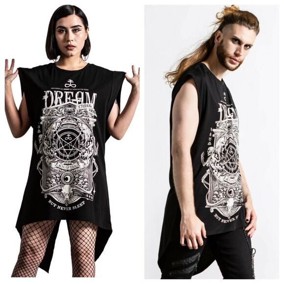 Killstar Gothic Goth Occult Unisex Longline Tank Top T-Shirt Insomnia Size XL - Picture 1 of 12